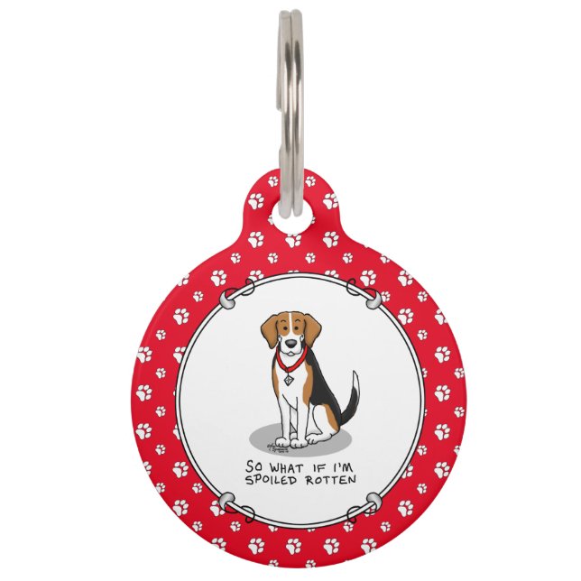 Spoiled Rotten Beagle (Trikolon 3) Hund Funny Haustiermarke (Vorderseite)