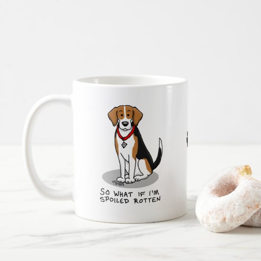 Spoiled Rotten Beagle (Trikolon 3) Hund Funny Kaffeetasse (Mit Donut)