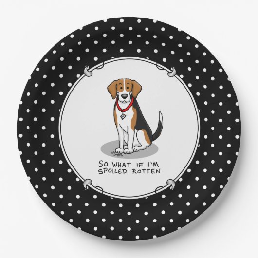 Spoiled Rotten Beagle (Trikolon 3) Hund Funny Pappteller (Vorderseite)