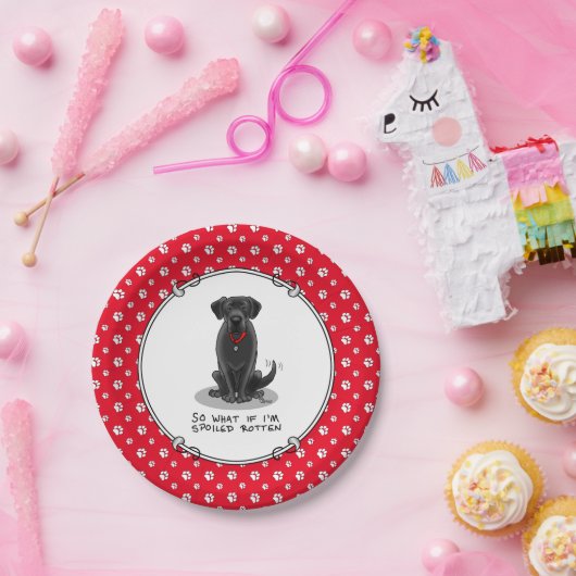 Spoiled Rotten Black Lab Labrador Retriever Dog Pappteller (Party)