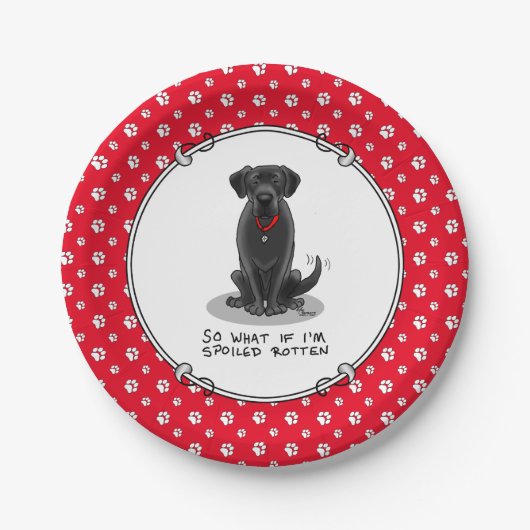 Spoiled Rotten Black Lab Labrador Retriever Dog Pappteller (Vorderseite)