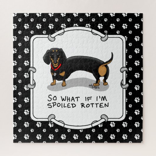 Spoiled Rotten Dackel (S schwarz & tan) Niedlicher Puzzle (Vertikal)