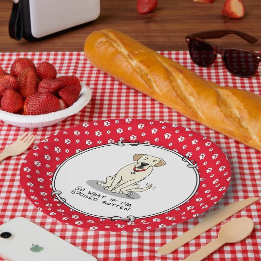 Spoiled Rotten Gelbe Labrador Labrador Retriever F Pappteller (Picknick)