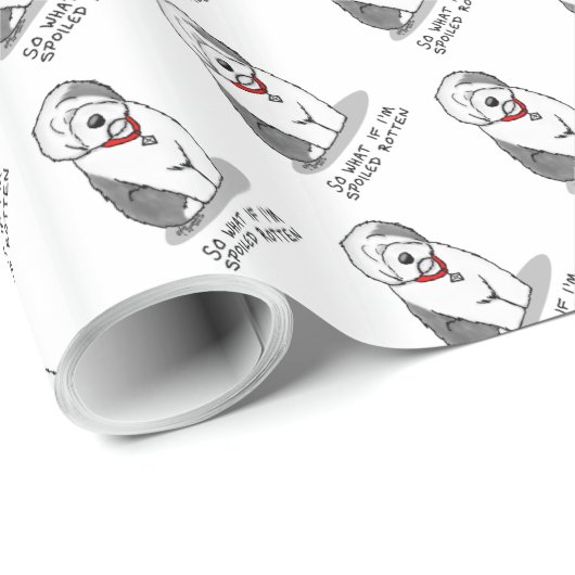 Spoiled Rotten Old English Sheepdog (Grau 1) Funny Geschenkpapier (Rolleneckpunkt)
