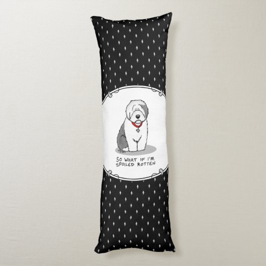 Spoiled Rotten Old English Sheepdog (Grau 1) Funny Seitenschläferkissen (Rückseite (Vertikal))