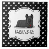 Spoiled Rotten Skye Terrier Dog (schwarz) Niedlich Fliese (Vorderseite)