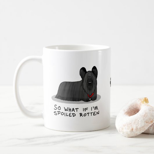 Spoiled Rotten Skye Terrier Dog (schwarz) Niedlich Kaffeetasse (Mit Donut)