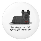 Spoiled Rotten Skye Terrier Dog (schwarz) Niedlich Keramikknauf (Vorderseite)
