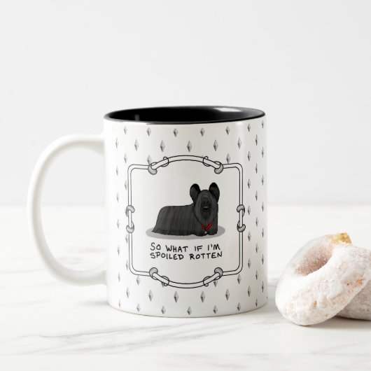 Spoiled Rotten Skye Terrier Dog (schwarz) Niedlich Zweifarbige Tasse (Mit Donut)