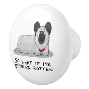Spoiled Rotten Skye Terrier Dog (silber) Niedliche Keramikknauf