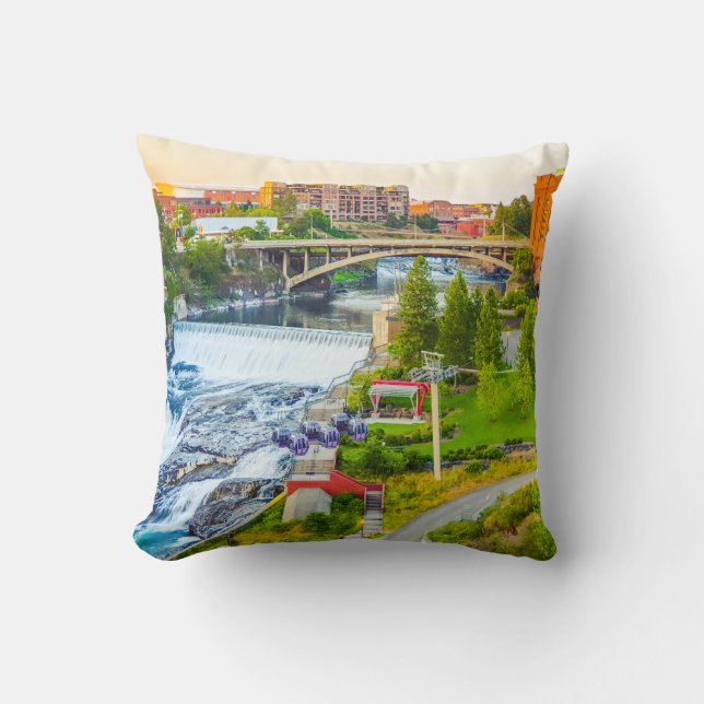 Spokane Falls Washington Throw Kissen (Vorderseite)