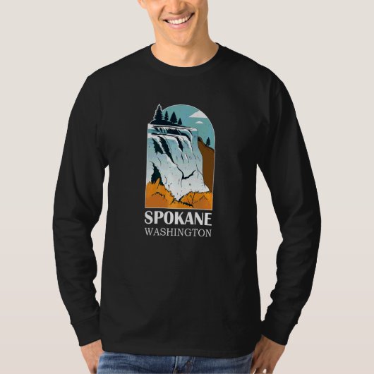 Spokane Falls Washington Wasserfall Fluss T-Shirt (Vorderseite)