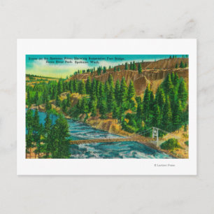 Spokane Fluss und Hängebrücke Postkarte