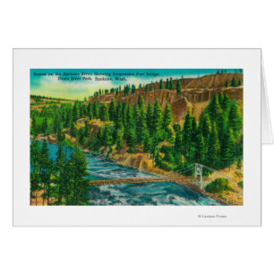 Spokane-Fluss und Suspendierungs-Fuß-Brücke