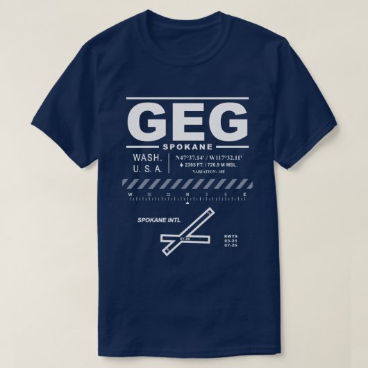 Spokane Internationaler Flughafen GEG Tee Shirt (Design vorne)