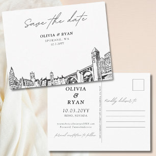 Spokane Save the Date Postcard Elegante Hochzeit Postkarte