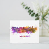 Spokane skyline im Watercolor Postkarte (Stehend Vorderseite)