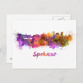 Spokane skyline im Watercolor Postkarte (Vorne/Hinten)