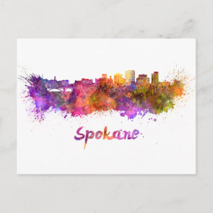 Spokane skyline im Watercolor Postkarte
