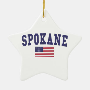 Spokane US-Flagge Keramikornament