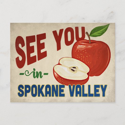 Spokane Valley Washington Apple - Vintag Postkarte (Vorderseite)