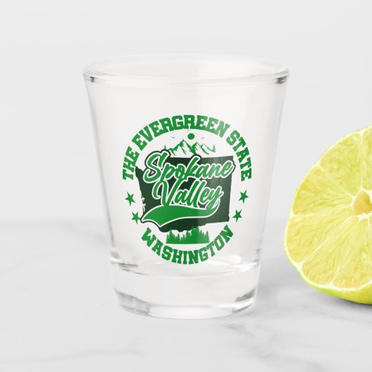 Spokane Valley, Washington Schnapsglas (Vorderseite)
