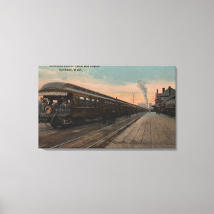 Spokane, WA - Ansicht von N. Pacific Train u. Leinwanddruck