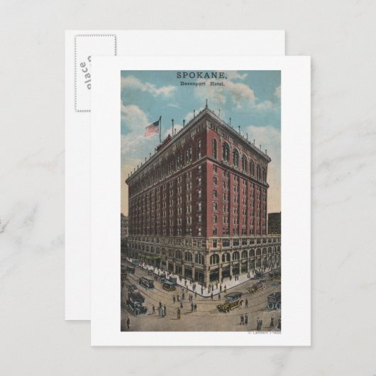 Spokane, WA - Aussicht auf das Hotel Davenport Postkarte (Vorne/Hinten)