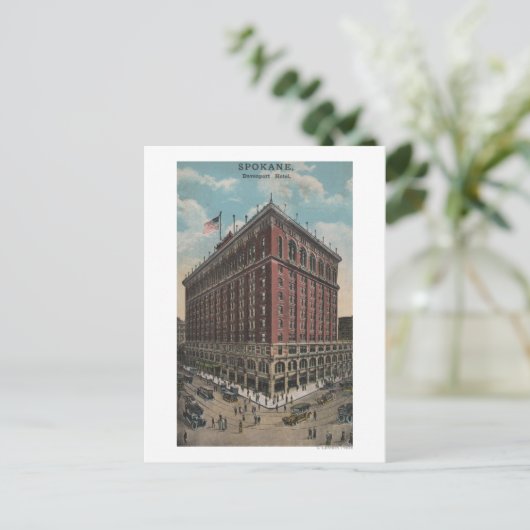 Spokane, WA - Aussicht auf das Hotel Davenport Postkarte (Stehend Vorderseite)