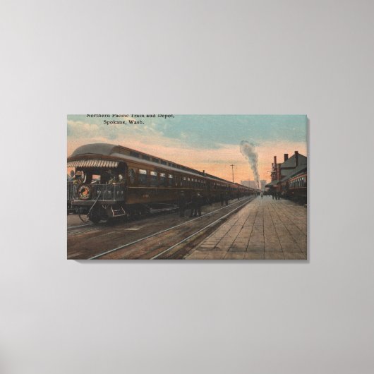 Spokane, WA - Aussicht auf den Nordpazifik-Zug und Leinwanddruck (Vorderseite)