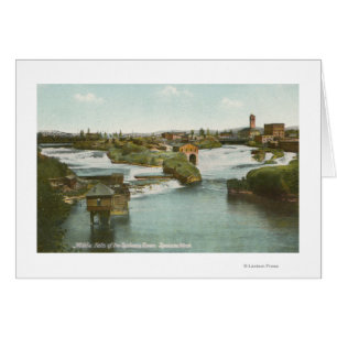 Spokane, WA - Blick auf den Fluss und die nahen Wa