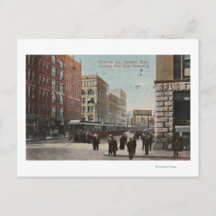 Spokane, WA - Blick auf die Riverside Ave. & Howar Postkarte