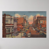 Spokane, WA - Blick auf die Riverside Ave. Poster (Vorne)