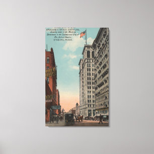 Spokane, WA - im Stadtzentrum gelegene Ansicht mit Leinwanddruck