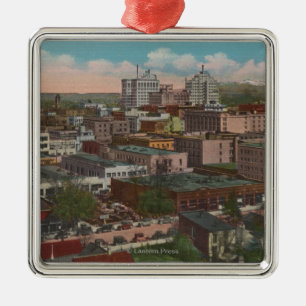 Spokane, WA - Skyline-Ansicht des Stadtzentrums Silbernes Ornament