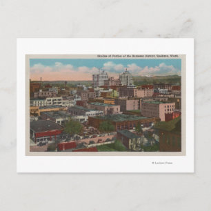 Spokane, WA - Skyline Sicht auf die Innenstadt Postkarte