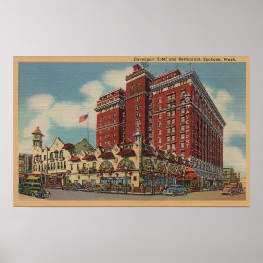 Spokane, WA - View of Davenport Hotel #2 Poster (Vorne)