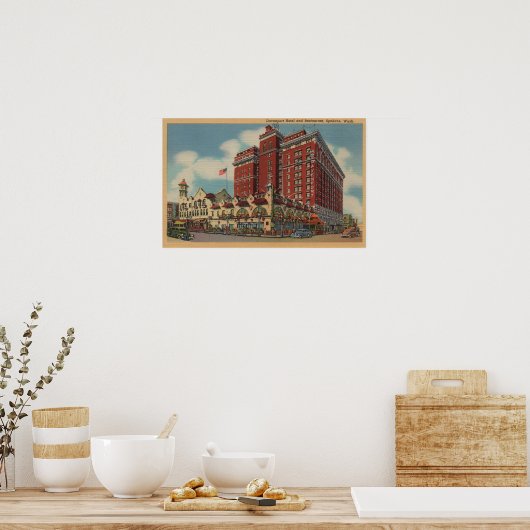 Spokane, WA - View of Davenport Hotel #2 Poster (Küche)