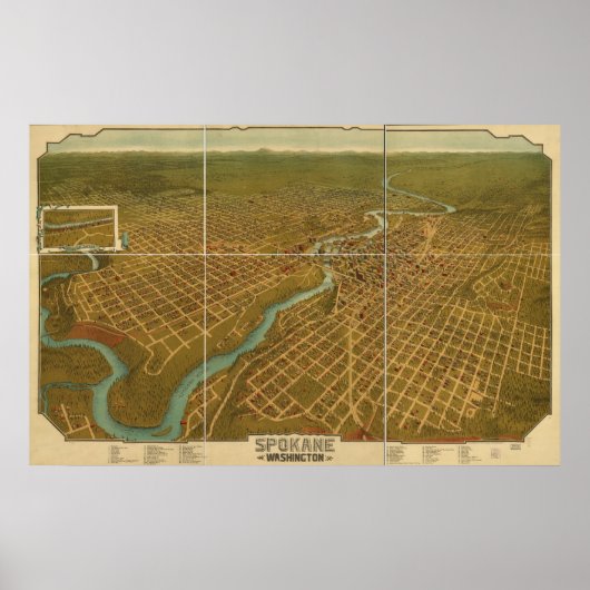 Spokane Washington 1905 Antike Panoramakarte Poster (Vorne)