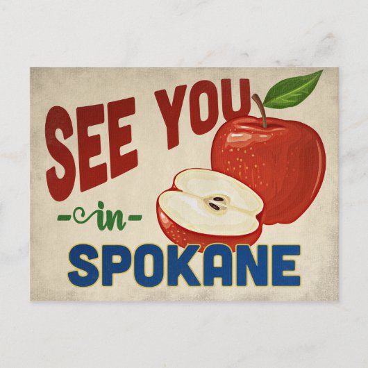 Spokane Washington Apple - Vintage Travel Postkarte (Vorderseite)