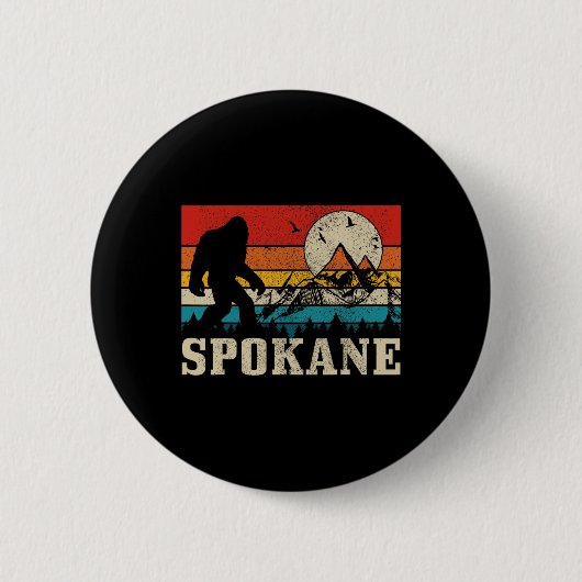Spokane Washington Bigfoot Vintag Mountain Hunter Button (Vorderseite)
