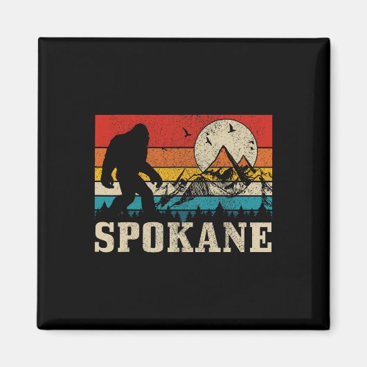 Spokane Washington Bigfoot Vintag Mountain Hunter Magnet (Vorne)