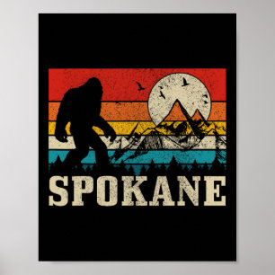 Spokane Washington Bigfoot Vintage Bergjäger Poster