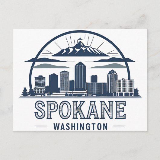 Spokane Washington DC Skyline Postkarte (Vorderseite)