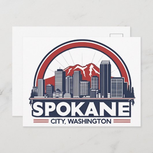 Spokane Washington DC Skyline Postkarte (Vorne/Hinten)