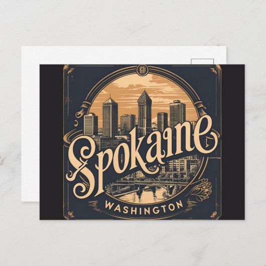 Spokane Washington DC Skyline Postkarte (Vorne/Hinten)