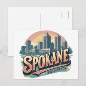 Spokane Washington DC Skyline Postkarte (Vorne/Hinten)