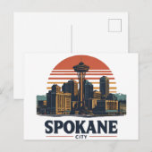 Spokane Washington DC Skyline Postkarte (Vorne/Hinten)
