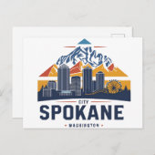 Spokane Washington DC Skyline Postkarte (Vorne/Hinten)