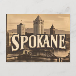 Spokane Washington DC Vintag Skyline Postkarte